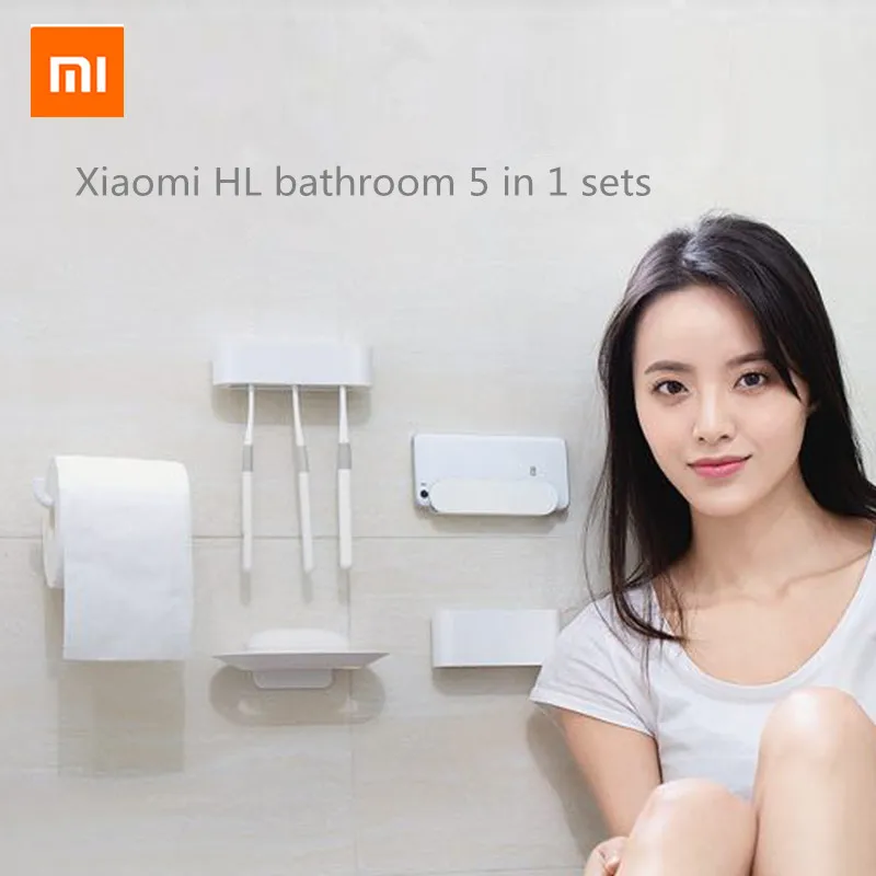 

New Xiaomi HL 5 IN 1 Gadgets for Bathroom Mobile Phone Holder mijia Case Soapbox Toilet Roll Holder For xiaomi Mijia smart home