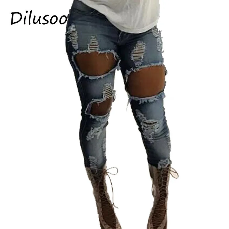Dilusoo Women Sexy Holes Jeans Pants Ripped Streetwear Denim Pencil Pants Women's Casual Jeans Denim Trousers Female Pants 2018
Dilusoo Women Sexy Holes Jeans Pants Ripped Streetwear Denim Pencil Pants Women's Casual Jeans Denim Trousers Female Pants 2018