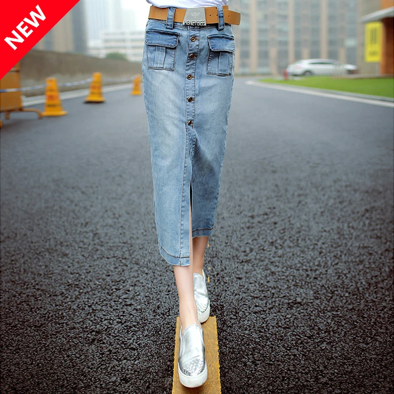 2019 New Summer Sexy Ladies Denim Skirt Women Jean Skirt single-breasted Long Skirt+Belt Denim Skirts Slim Hip S-2XL
2019 New Summer Sexy Ladies Denim Skirt Women Jean Skirt single-breasted Long Skirt+Belt Denim Skirts Slim Hip S-2XL