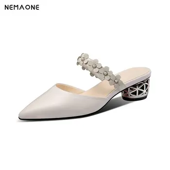 Nemaone Fashion Flower high heels Slippers Women genuine leather poined Toes Summer Slip on Slippers Muller Shoes
Nemaone Fashion Flower high heels Slippers Women genuine leather poined Toes Summer Slip on Slippers Muller Shoes