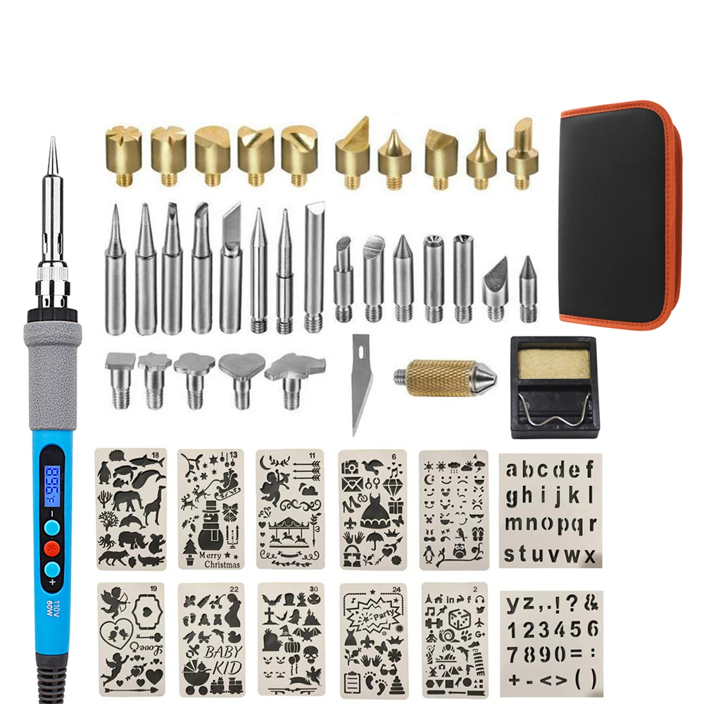 48pcs Wood Burning Kit with with LCD Display and work bag Carving Embossing Soldering Tips Wood Craft Tool pyrography wood pen
48pcs Wood Burning Kit with with LCD Display and work bag Carving Embossing Soldering Tips Wood Craft Tool pyrography wood pen