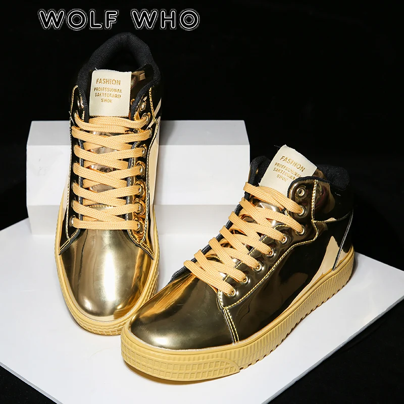WOLF WHO New Men Shoes Plus Size Lace Up Male Sneakers Gold Silver Unisex Casual Shoes Glossy PU Footwear Tenis Masculino X-013
WOLF WHO New Men Shoes Plus Size Lace Up Male Sneakers Gold Silver Unisex Casual Shoes Glossy PU Footwear Tenis Masculino X-013