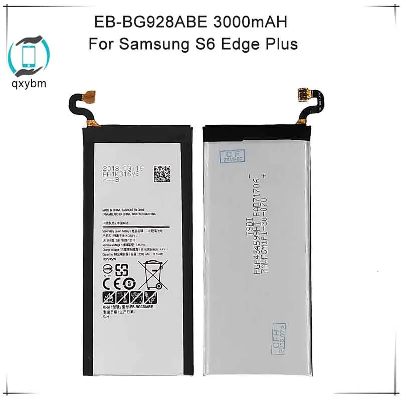 Li-Ion Polymer Battery for Galaxy S6 Edge Plus 3000mAh EB-BG928ABE Replacement for Samsung S6 Edge+ SM G928 G928A G928T G928P
Li-Ion Polymer Battery for Galaxy S6 Edge Plus 3000mAh EB-BG928ABE Replacement for Samsung S6 Edge+ SM G928 G928A G928T G928P
