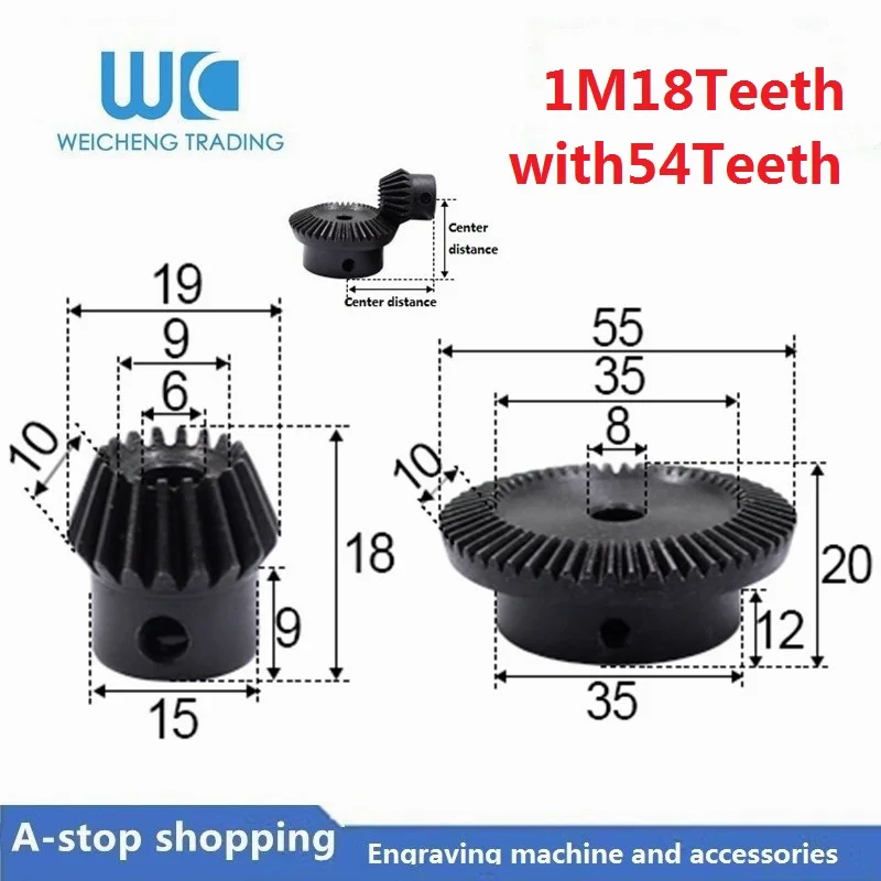 2pcs 1:3 Bevel Gear 1 Modulus 18 Teeth + 54 teeth Inner Hole 8mm 90 Degree Drive Commutation Steel Gears M5 SCREWS
2pcs 1:3 Bevel Gear 1 Modulus 18 Teeth + 54 teeth Inner Hole 8mm 90 Degree Drive Commutation Steel Gears M5 SCREWS