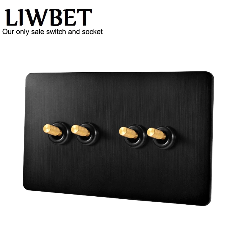 Black color 4 gang 2 way Wall Switch and AC220~250V Stainless steel panel Light Switch with gold color toggle
Black color 4 gang 2 way Wall Switch and AC220~250V Stainless steel panel Light Switch with gold color toggle