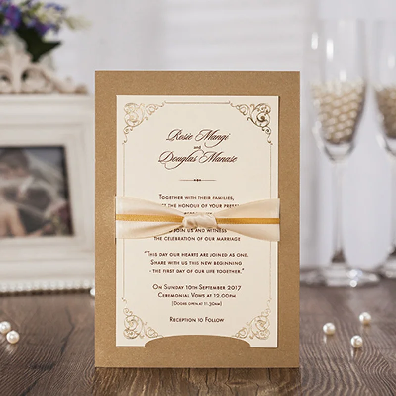 Image 50pcs Vintage Laser Cut Wedding Invitations Card Personalized Custom Kits   Free Envelopes Seals Wedding Event   Party Supplies