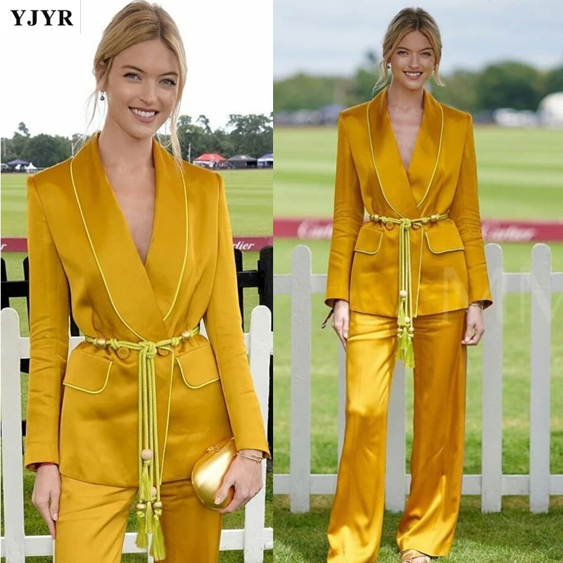 Brand 2019 Office Lady Elegant Yellow Pants Set Women Suit Double Breasted Blazer Coat + Loose Wide Leg Pant 2 Pieces Set Y246
Brand 2019 Office Lady Elegant Yellow Pants Set Women Suit Double Breasted Blazer Coat + Loose Wide Leg Pant 2 Pieces Set Y246