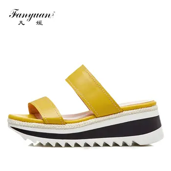 Fanyuan Handmade Leather Summer Slippers Wedge Heels Platform Slides Women Casual Outdoor Creepers Flip Flops Beach Shoes White
Fanyuan Handmade Leather Summer Slippers Wedge Heels Platform Slides Women Casual Outdoor Creepers Flip Flops Beach Shoes White