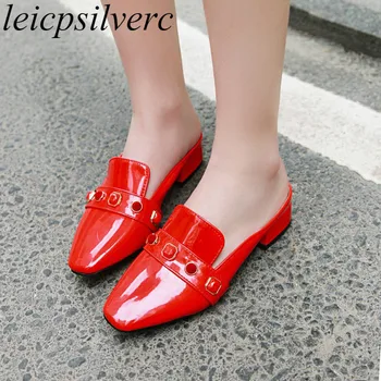 Women Slippers Muller Shoes Low Heels Patent Leather Thick Heel 2019 Sexy Fashion Outside Casual Summer Spring Big Size 34-48
Women Slippers Muller Shoes Low Heels Patent Leather Thick Heel 2019 Sexy Fashion Outside Casual Summer Spring Big Size 34-48