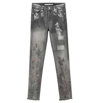 Summer Fall Casual Womens Printed Floral Pattern Stretch Ripped Denim Trousers , Female Women Tassel Painted Jeans Pencil Pants
Summer Fall Casual Womens Printed Floral Pattern Stretch Ripped Denim Trousers , Female Women Tassel Painted Jeans Pencil Pants