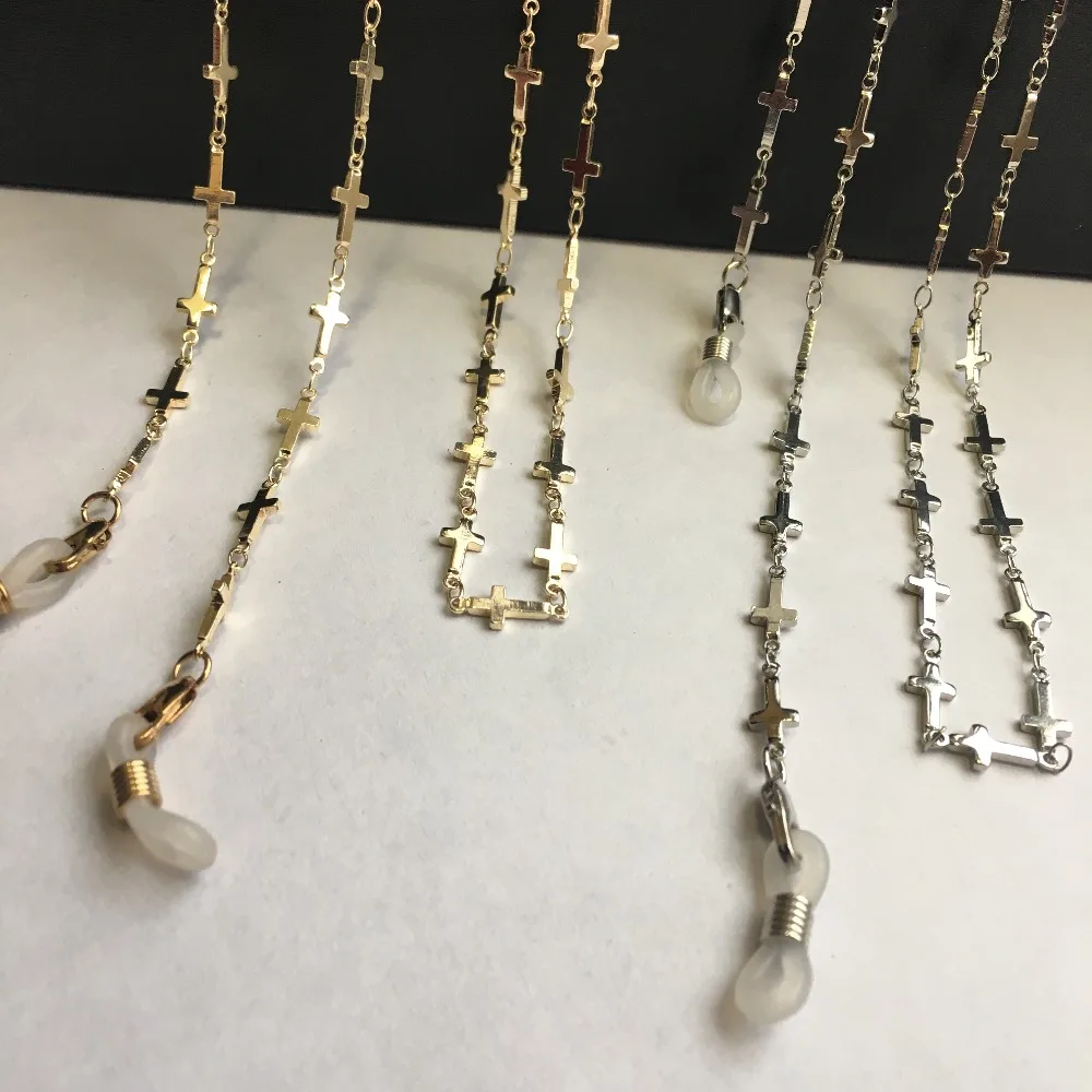 silver and gold electro plated eyeglass brass chains eyewear retainer