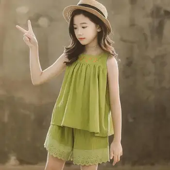 New Summer Teen Girls Clothing Set 2020 Teenage Girls Clothing Sets Kids Clothes Set Sleeveless Shirts + Lace Shorts 10 12 14 T
New Summer Teen Girls Clothing Set 2020 Teenage Girls Clothing Sets Kids Clothes Set Sleeveless Shirts + Lace Shorts 10 12 14 T