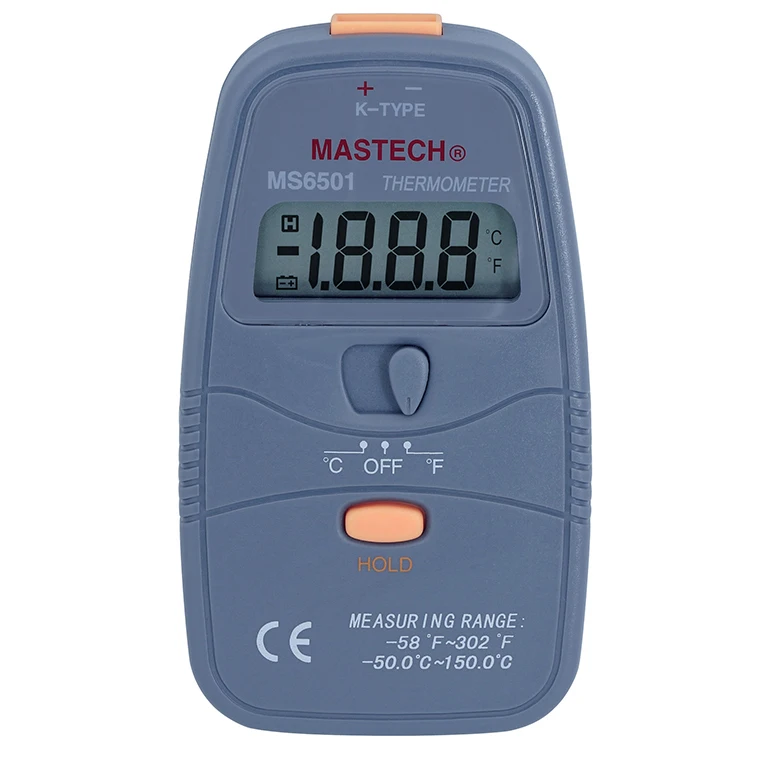 MASTECH MS6501 Handheld K-type thermocouple digital thermometer temperature meter Resolution 1999 counts 0.1 Celsius
MASTECH MS6501 Handheld K-type thermocouple digital thermometer temperature meter Resolution 1999 counts 0.1 Celsius