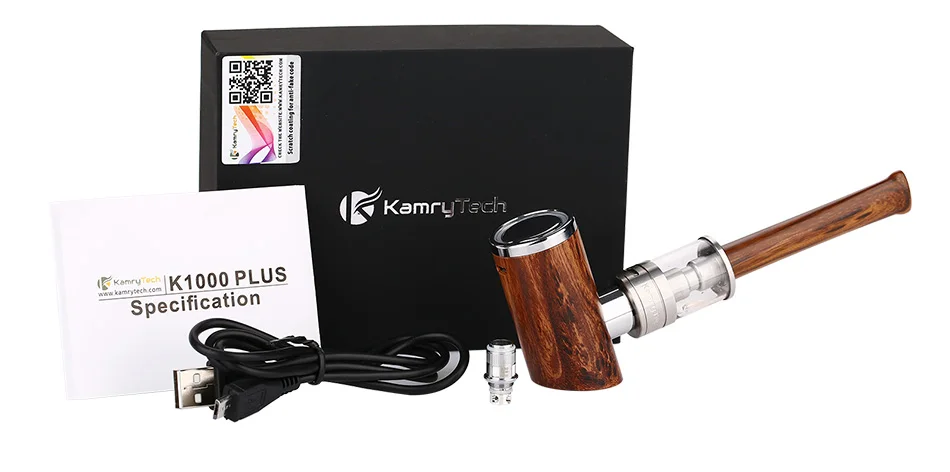 Original Kamry K1000 Plus EPipe Kit 1100mAh E Cigeratte Battery W/0.5ohm Coil Wooden Design Hookah Pen VS Guardian Pipe Kit Vape