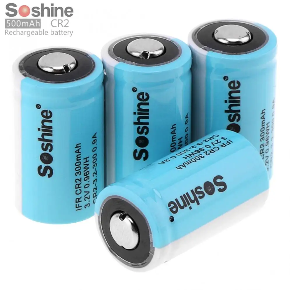 

4pcs/set Soshine IFR CR2 3.2V 300mAh LiFePO4 Rechargable Battery + Battery Box for Flashlight / Headlamp / Camera