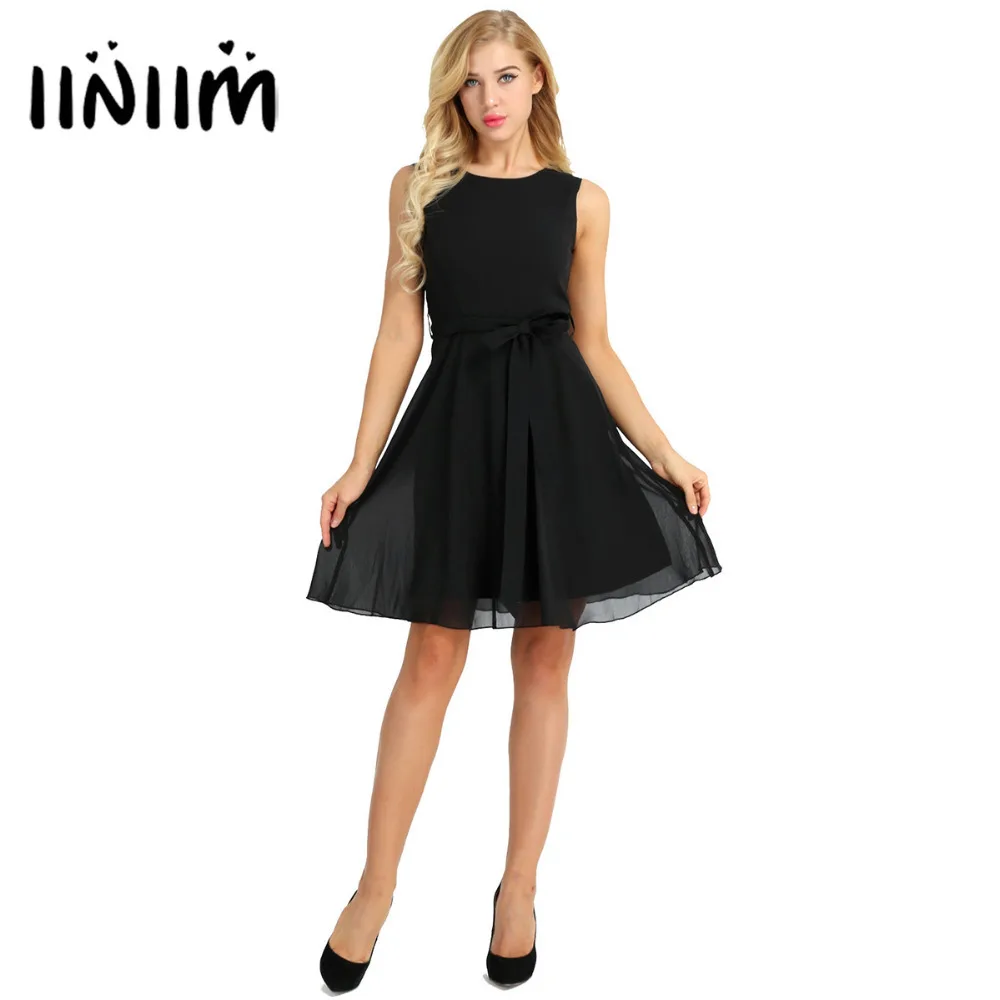 iiniim Women Elegant Solid Sleeveless Chiffon A-Line Dress with Sash for Wedding Evening Party Formal Dress for Business Dinner
iiniim Women Elegant Solid Sleeveless Chiffon A-Line Dress with Sash for Wedding Evening Party Formal Dress for Business Dinner