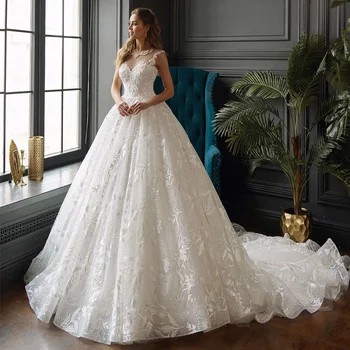 Real Image Luxury Lace Appliques Tulle Sleeveless Wedding Dress Long Cathedral Train Princess Bridal Gown
Real Image Luxury Lace Appliques Tulle Sleeveless Wedding Dress Long Cathedral Train Princess Bridal Gown