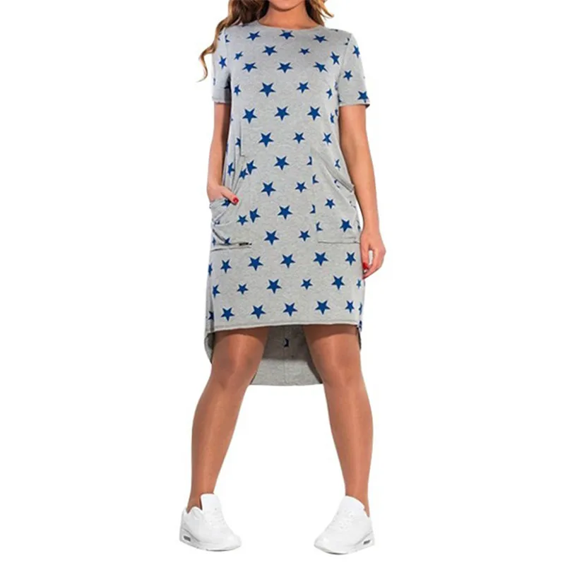 Plus Size 6XL Star Print Asymmetrical Midi Dresses Women Casual Short Sleeve Dress Irregular Dress Oversize Elegant Vestidos
Plus Size 6XL Star Print Asymmetrical Midi Dresses Women Casual Short Sleeve Dress Irregular Dress Oversize Elegant Vestidos
