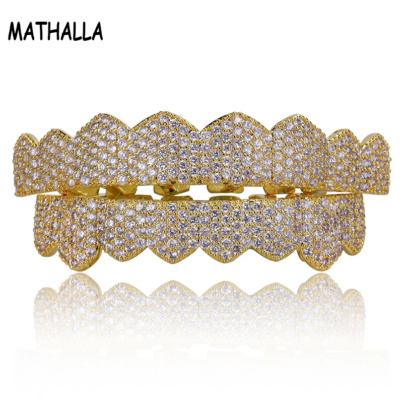 MATHALLA Gold Silver Men's Grillz Bling AAA Cubic Zircon Top and Bottom Barbecue Teeth Teeth Jewelry Hip Hop Jewelry
MATHALLA Gold Silver Men's Grillz Bling AAA Cubic Zircon Top and Bottom Barbecue Teeth Teeth Jewelry Hip Hop Jewelry