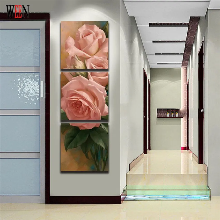 Rose Flower Wall Pictures With Framed Ready To Hang For Home Shop Decorations Modern Canvas Arts | Дом и сад