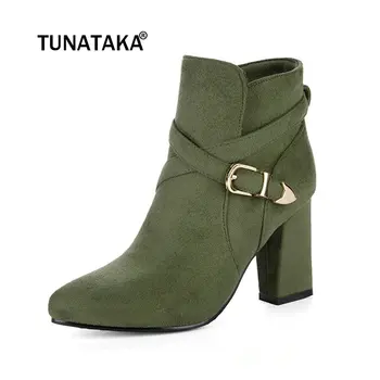 Faux Suede Thick High Heel Slip On Ankle Boots Fashion Buckle Women Winter Shoes Black Green Wine Red Plus Size
Faux Suede Thick High Heel Slip On Ankle Boots Fashion Buckle Women Winter Shoes Black Green Wine Red Plus Size
