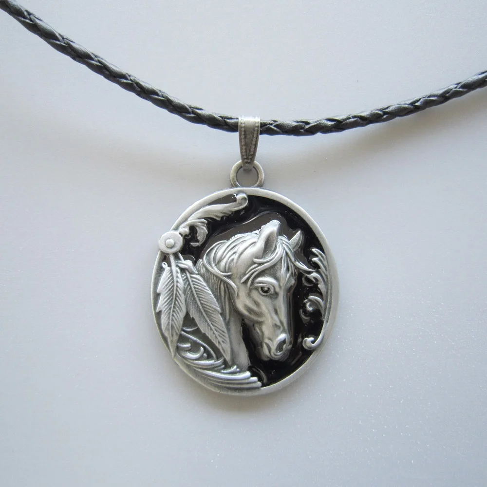 Black Enamel Western Horse Oval Metal Charm Pendant Leather Neck Tie Free Shipping
Black Enamel Western Horse Oval Metal Charm Pendant Leather Neck Tie Free Shipping