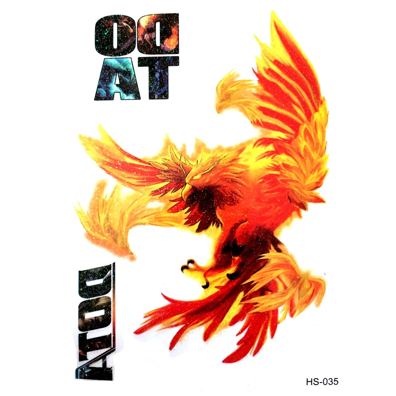 3pcs Phoenix Waterproof Temporary Tattoos Men harajuku bird of wonder Flash Gold Powder Tattoo secular bird tatuajes tatoo
3pcs Phoenix Waterproof Temporary Tattoos Men harajuku bird of wonder Flash Gold Powder Tattoo secular bird tatuajes tatoo