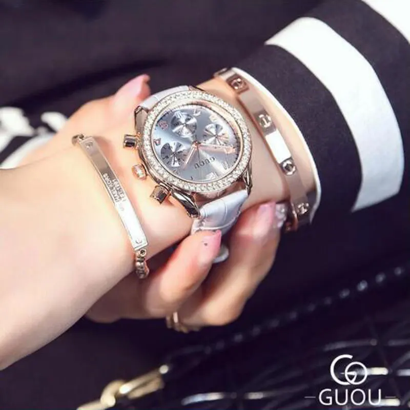GUOU Quartz Watch Luxury Fashion Ladies Wrist Watch Rhinestone Leather Casual Dress Women Watch Chronograph relogio bayan saat
GUOU Quartz Watch Luxury Fashion Ladies Wrist Watch Rhinestone Leather Casual Dress Women Watch Chronograph relogio bayan saat
