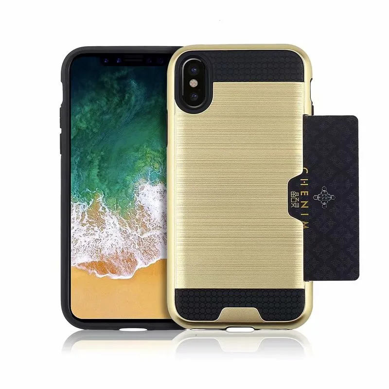 

For Iphone X XR XS Max Luxury Rugged Silicone Hybrid Tough Wallet Armor PC + TPU Case Iphone 5 5s SE 6 6S 7 8 Plus Cover Coque