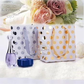 12PCS Mini Portable Foil Silver/Gold Polka Dot Paper Bag with Satin Handle Candy Favor Wedding Birthday Gift Decors Shopping Bag
12PCS Mini Portable Foil Silver/Gold Polka Dot Paper Bag with Satin Handle Candy Favor Wedding Birthday Gift Decors Shopping Bag