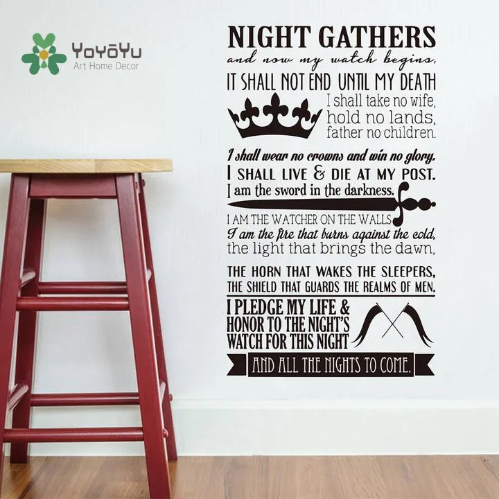 YOYOYU Wall Decal Vinyl Art Wall Sticker A Song of Ice and Fire Game of Thrones Decoration Accessories YO072
YOYOYU Wall Decal Vinyl Art Wall Sticker A Song of Ice and Fire Game of Thrones Decoration Accessories YO072