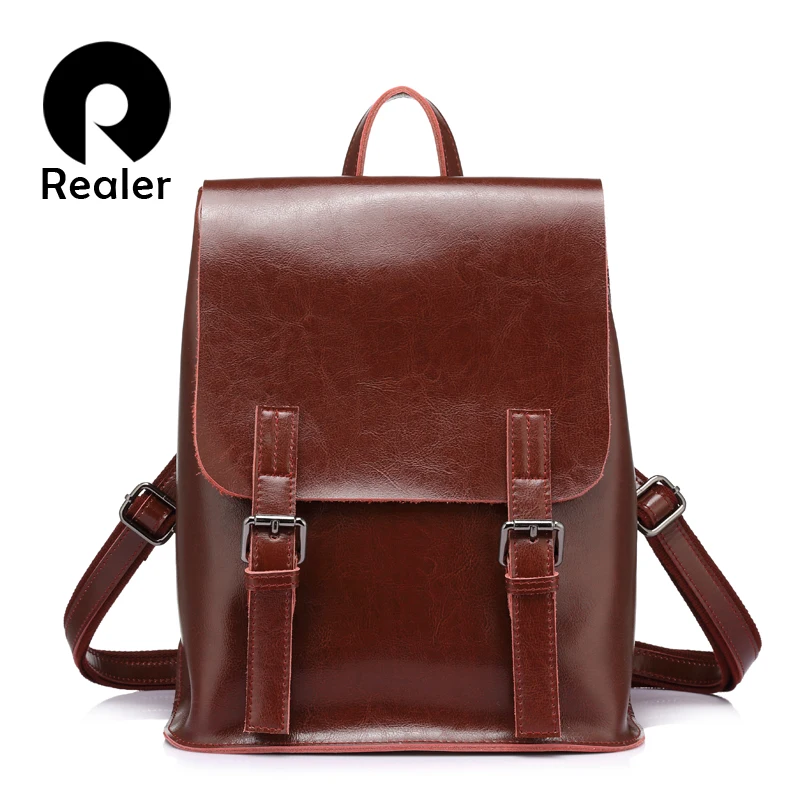 REALER fashion women oil wax cow split leather backpacks for teenage girls female backpacks large capacity shoulder bags
REALER fashion women oil wax cow split leather backpacks for teenage girls female backpacks large capacity shoulder bags