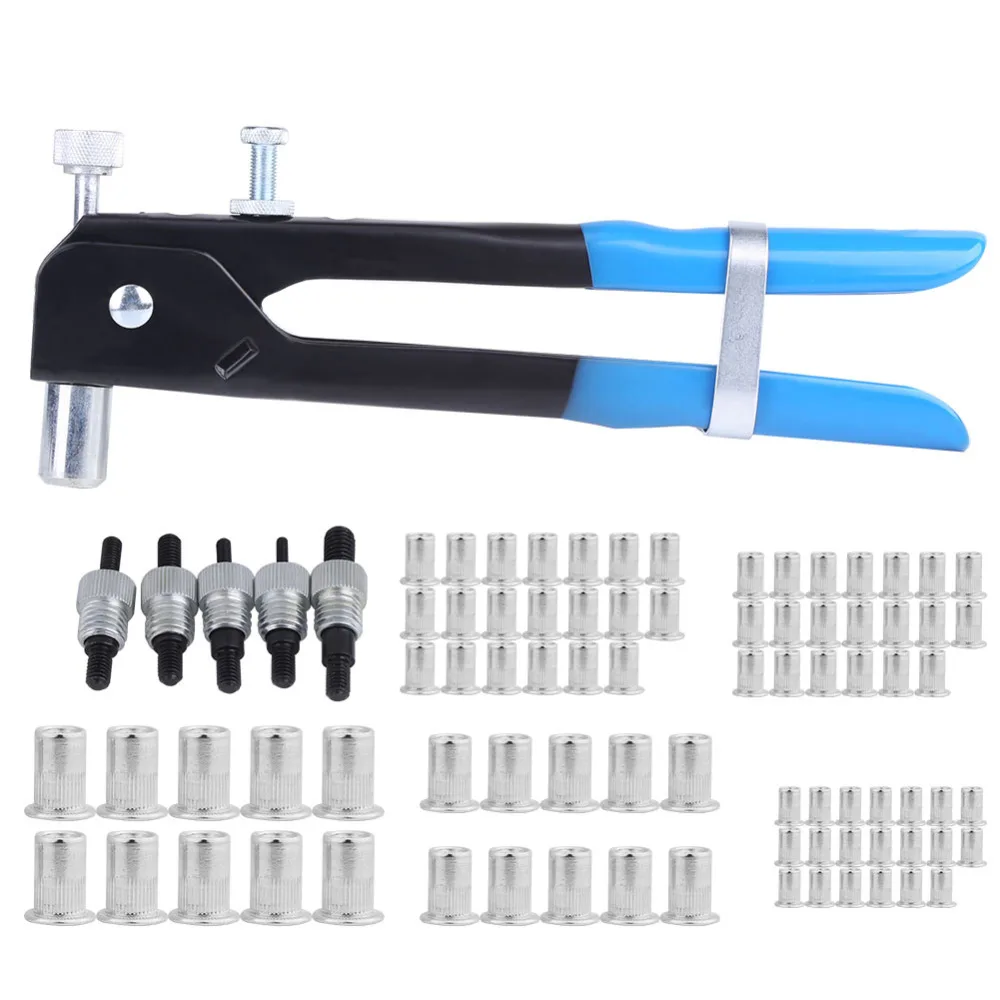 86pcs/set Aluminum alloy M3-M8 Blind Rivet Nuts Threaded Insert and Rivet Tool Riveter Gun with Rivnut Nutsert Riveting Kit Tool
86pcs/set Aluminum alloy M3-M8 Blind Rivet Nuts Threaded Insert and Rivet Tool Riveter Gun with Rivnut Nutsert Riveting Kit Tool