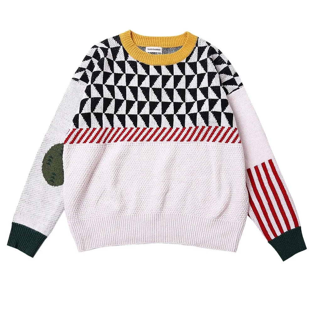 Autumn Winter Vintage Women Pullover Cotton Sweater Playful Geometric Ladies Warm Thick Loose Casual Knitted Jumpers Top White
Autumn Winter Vintage Women Pullover Cotton Sweater Playful Geometric Ladies Warm Thick Loose Casual Knitted Jumpers Top White