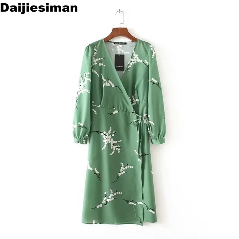 Spring Vintage Women Green Floral Print Cross V-Neck Long Sleeve Lace-up Dress Straight Knee-Length Streetwear Party Vestidos
Spring Vintage Women Green Floral Print Cross V-Neck Long Sleeve Lace-up Dress Straight Knee-Length Streetwear Party Vestidos