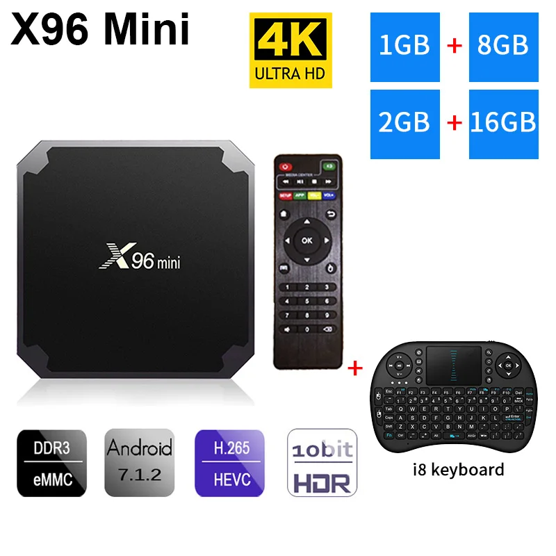 

X96 mini Android 7.1 TV BOX 2GB 16GB Amlogic 1GB 8GB S905W QuadCore tv box 2.4GHz WiFi X96mini Smart set top box 4K Media Player