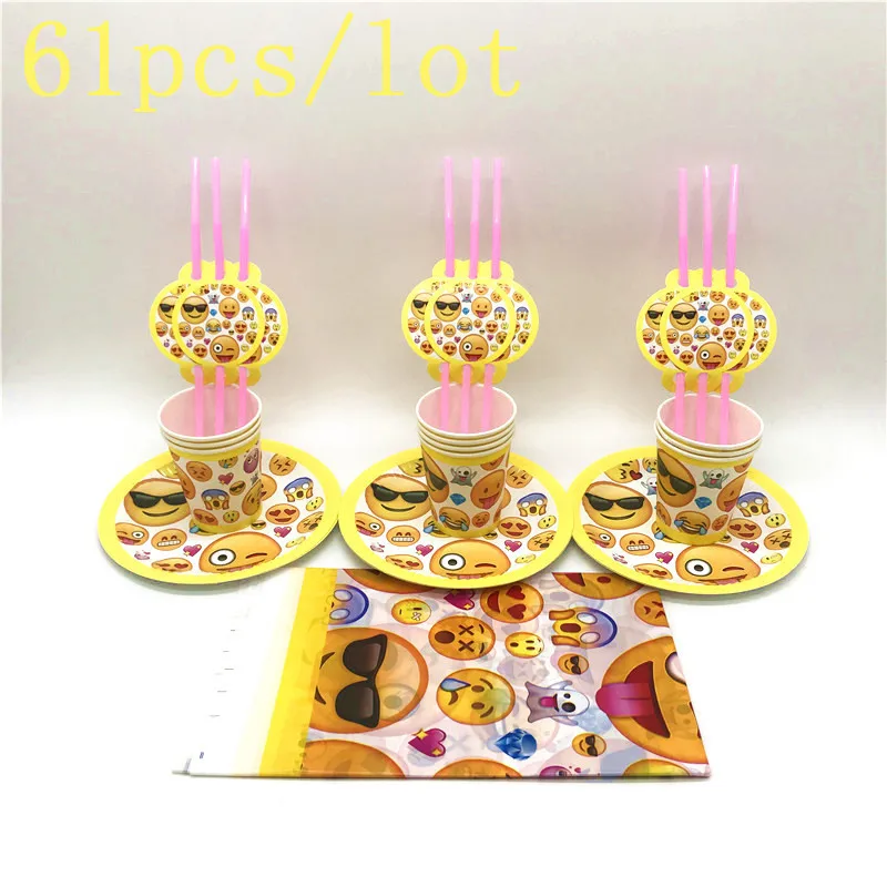 61Pcs/Lot Cute Emoticon Theme Disposable Tableware Sets Baby Shower Children Birthday Party Decorations for 20 People Supply
61Pcs/Lot Cute Emoticon Theme Disposable Tableware Sets Baby Shower Children Birthday Party Decorations for 20 People Supply