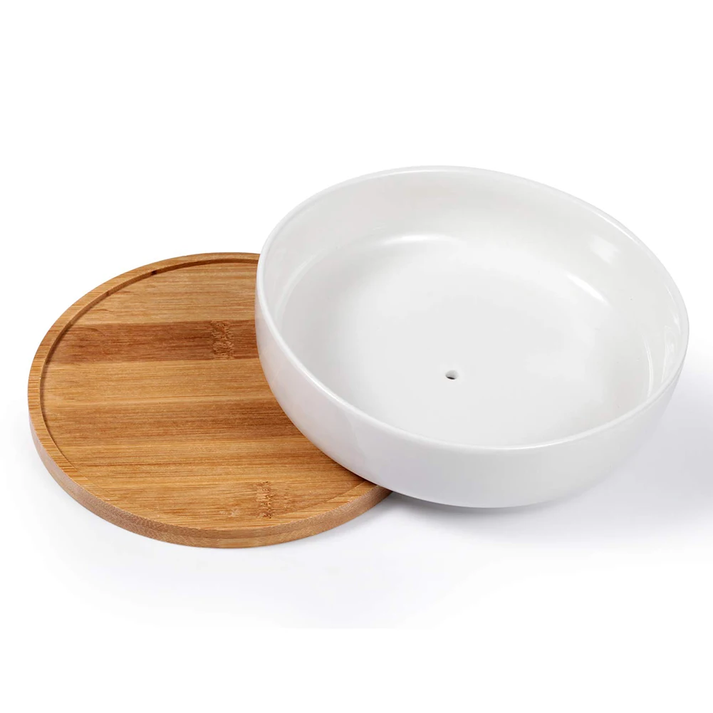 Succulent Home With Bamboo Tray Hole Desktop White Plant Pot Decoration Ceramic Durable Moisture Proof Flower Small Office
Succulent Home With Bamboo Tray Hole Desktop White Plant Pot Decoration Ceramic Durable Moisture Proof Flower Small Office