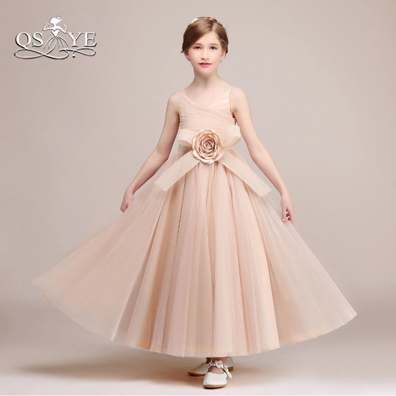 2018 Blush Pink Long Flower Girl Dresses First Communion Dress Pleat Tulle Floor Length Girls Prom Party Gown Custom Made
2018 Blush Pink Long Flower Girl Dresses First Communion Dress Pleat Tulle Floor Length Girls Prom Party Gown Custom Made
