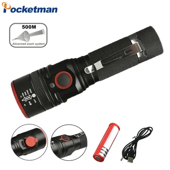 3800LM Led Flashlight USB Rechargeable Flash light with usb XML T6 portable Zoomable Lantern 3-Modes torch for 18650 battery
3800LM Led Flashlight USB Rechargeable Flash light with usb XML T6 portable Zoomable Lantern 3-Modes torch for 18650 battery
