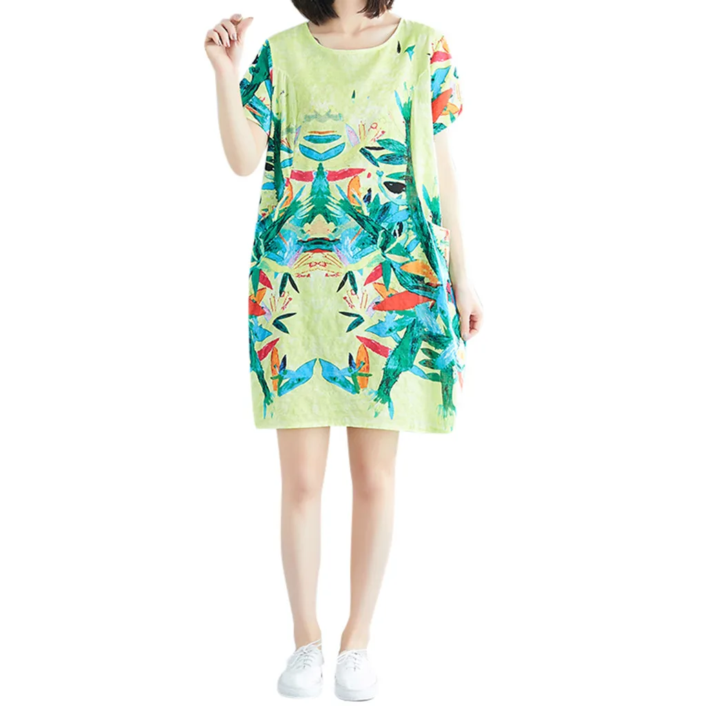 Women Summer Vintage Dress Special Abstract Print Short Sleeve Round Neck Casual Loose Above Knee Fashion Short Dress
Women Summer Vintage Dress Special Abstract Print Short Sleeve Round Neck Casual Loose Above Knee Fashion Short Dress