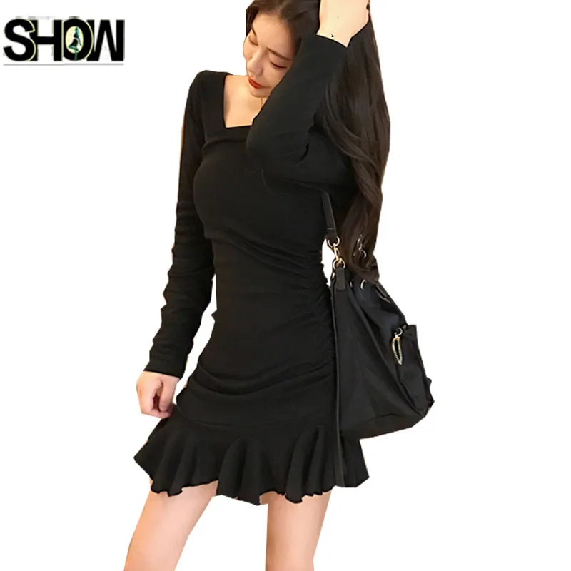 2019 Winter Spring Basic Mini Dresses Hot Women Fashion Long Sleeve Strapless Cute Little Black Slim A Line Ruffled Tunic Dress
2019 Winter Spring Basic Mini Dresses Hot Women Fashion Long Sleeve Strapless Cute Little Black Slim A Line Ruffled Tunic Dress