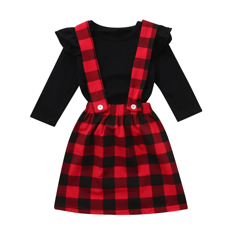 Toddler Infant Baby Girls Solid Ruffle Tops Plaid Strap Skirt Clothing Set pour enfants gift for children baby photography AA
Toddler Infant Baby Girls Solid Ruffle Tops Plaid Strap Skirt Clothing Set pour enfants gift for children baby photography AA