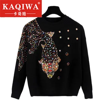 2019 Autumn Female Brand Designer Fashionable High Street New Sweater Pullovers Round Neck Cable Knit goldfish bead Sweater
2019 Autumn Female Brand Designer Fashionable High Street New Sweater Pullovers Round Neck Cable Knit goldfish bead Sweater