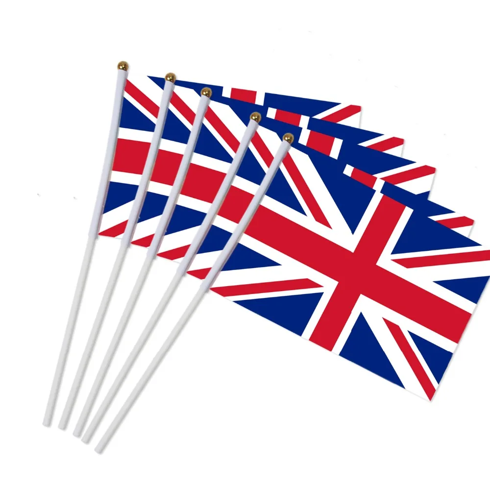 14x21cm 5pcs The small British flag hand waving flags with Plastic Flagpoles NC002
14x21cm 5pcs The small British flag hand waving flags with Plastic Flagpoles NC002
