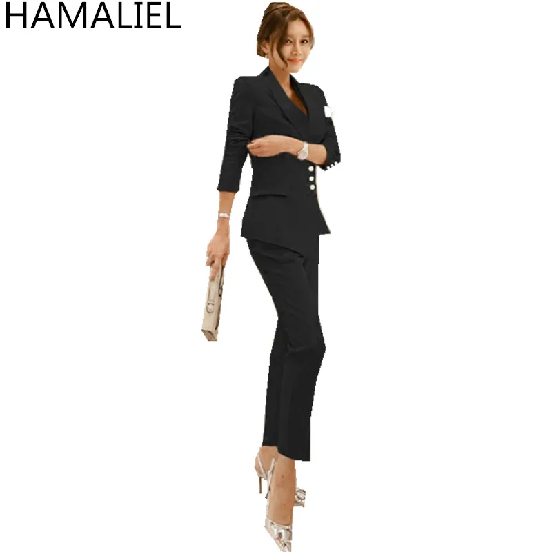 HAMALIEL Women Formal 2 Piece Pant Set 2018 Business Summer Black Plaid Blazer Irregular Work Coat + Office OL Long Pant Suits
HAMALIEL Women Formal 2 Piece Pant Set 2018 Business Summer Black Plaid Blazer Irregular Work Coat + Office OL Long Pant Suits