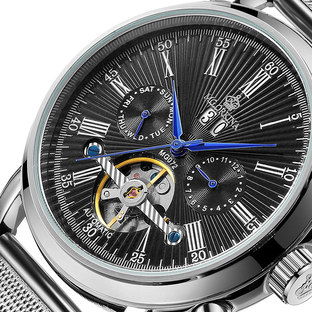 silver steel black automatic watch men-2