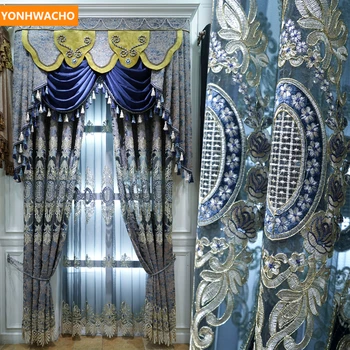 Custom curtains European palace embroidered villa room luxury blue chenille cloth blackout curtain tulle valance drape B348
Custom curtains European palace embroidered villa room luxury blue chenille cloth blackout curtain tulle valance drape B348
