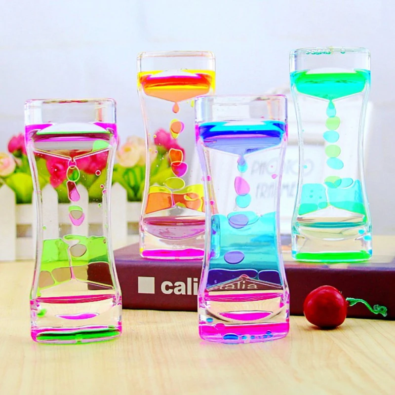 

Floating Color Mix Illusion Timer Liquid Motion Visual Slim liquid Oil Glass Acrylic Hourglass Timer Clock Ornament Desk