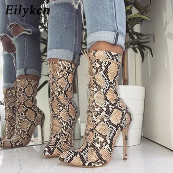 Eilyken Women Lace-Up Boots Snake Print Ankle Boots High heels Fashion Pointed toe Ladies Sexy shoes 2020 New Chelsea Boots
Eilyken Women Lace-Up Boots Snake Print Ankle Boots High heels Fashion Pointed toe Ladies Sexy shoes 2020 New Chelsea Boots